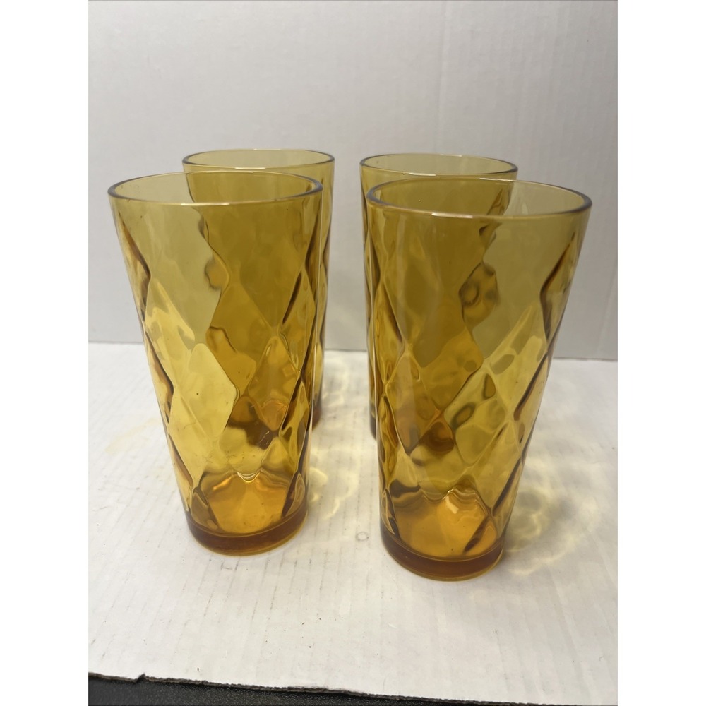Set Of 6 Amber Hazel Atlas 6 1/4" Tumblers